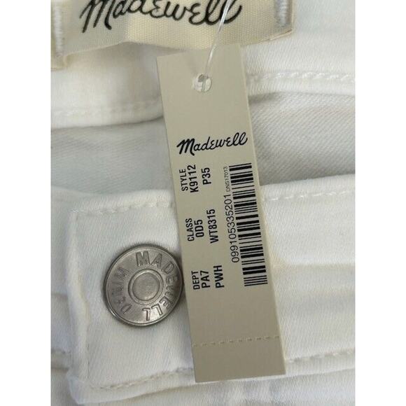Madewell 10" High Rise Skinny Jeans Button Fly Raw Hem White K9112 Size 35P NEW - Picture 8 of 11